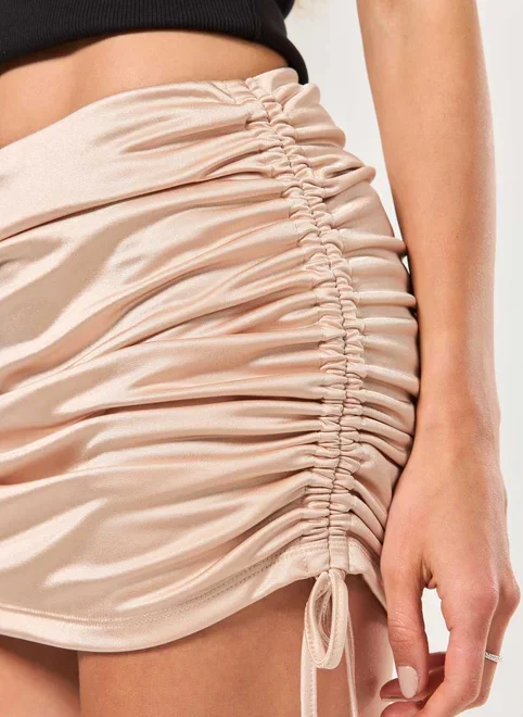 Mini Saia Poliamida Cintilante Franzidos