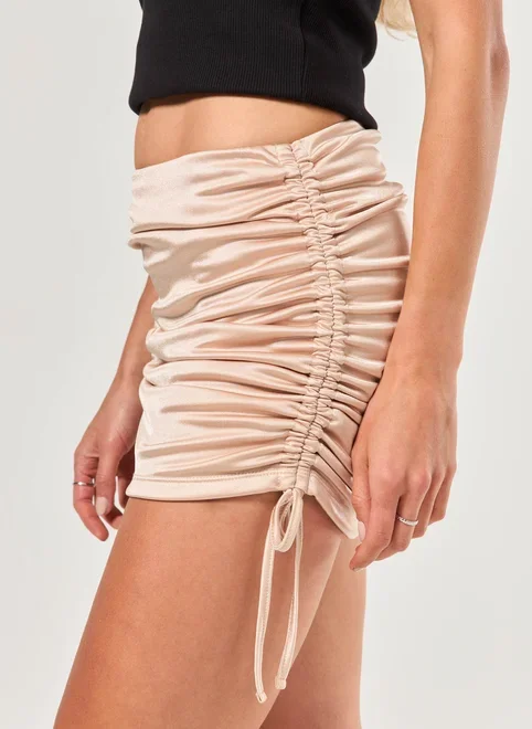 Mini Saia Poliamida Cintilante Franzidos