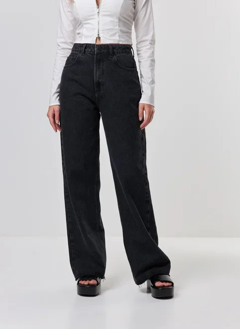 Calça Jeans Cintura Alta Wide Leg