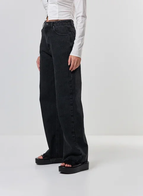Calça Jeans Cintura Alta Wide Leg
