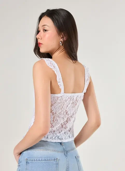 Blusa Renda Abertura Frontal