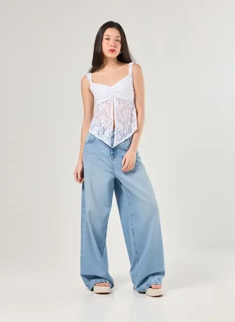 Blusa Renda Abertura Frontal