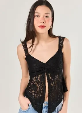 Blusa Renda Abertura Frontal