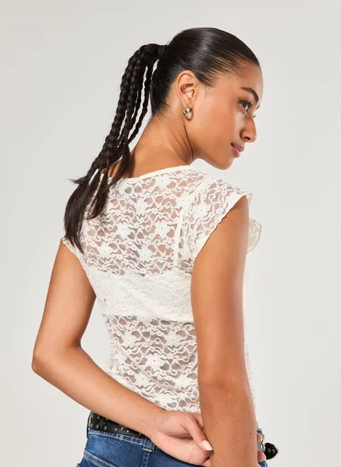 Blusa Em Renda Off-White