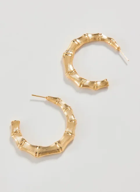 Brinco De Argola Dourada Texturizada