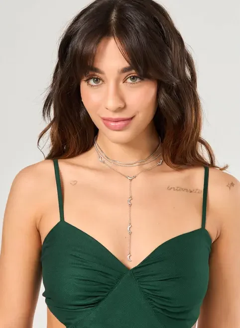 Conjunto 3 Colares Prateados Riviera Lua