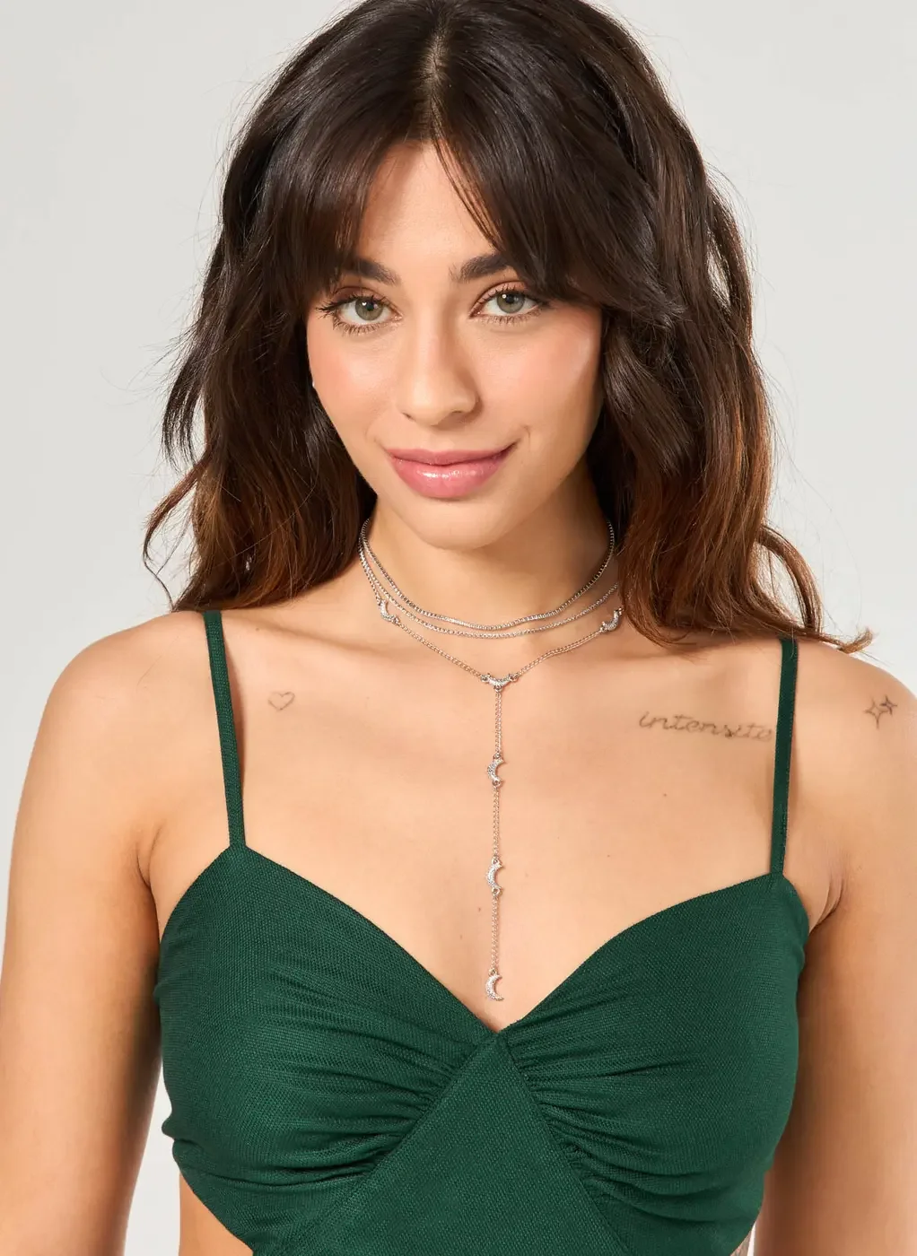 Conjunto 3 Colares Prateados Riviera Lua