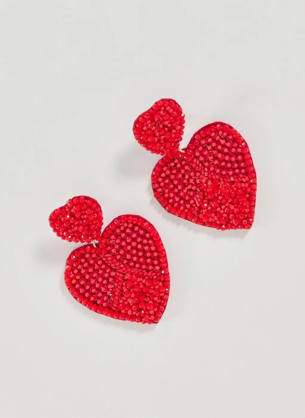 Brinco Vermelho Coração Com Miçangas