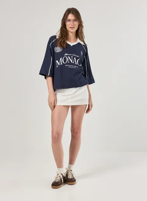 Camiseta Polo Box Texturizada Mônaco