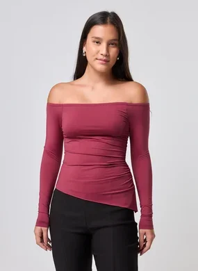 Blusa Manga Longa Poliamida Barra Assimétrica