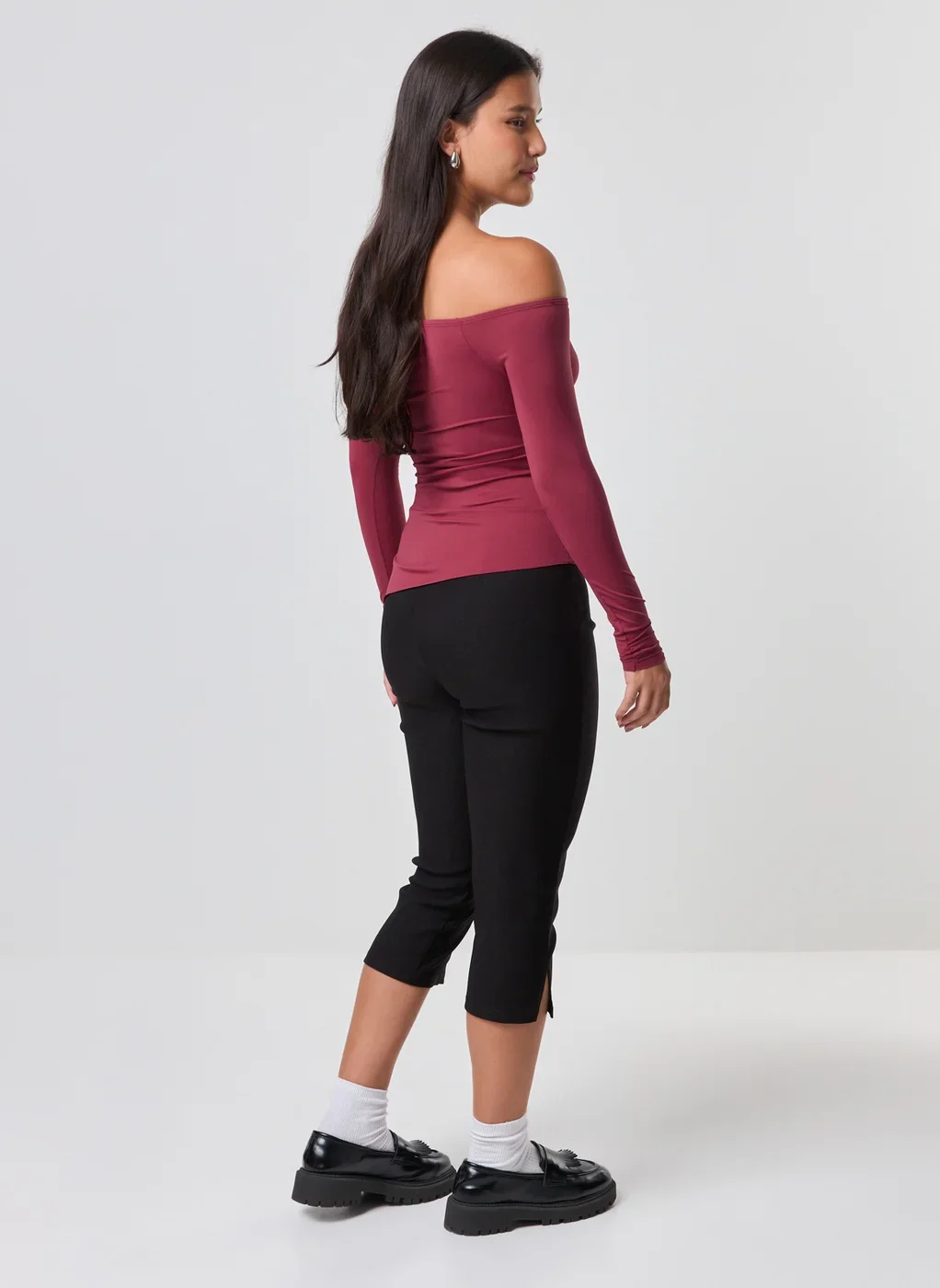 Blusa Manga Longa Poliamida Barra Assimétrica