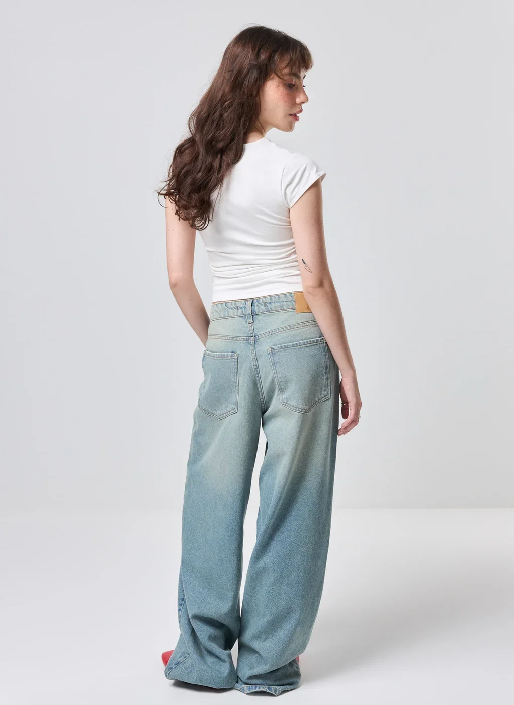 Blusa Manga Curta Off‑White Franzido