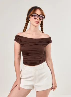 Cropped Ombro A Ombro Franzido