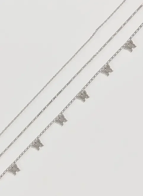 Belly Chain Prateada Borboletas