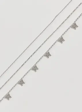 Belly Chain Prateada Borboletas