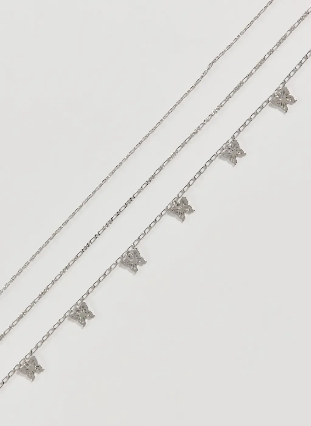 Belly Chain Prateada Borboletas