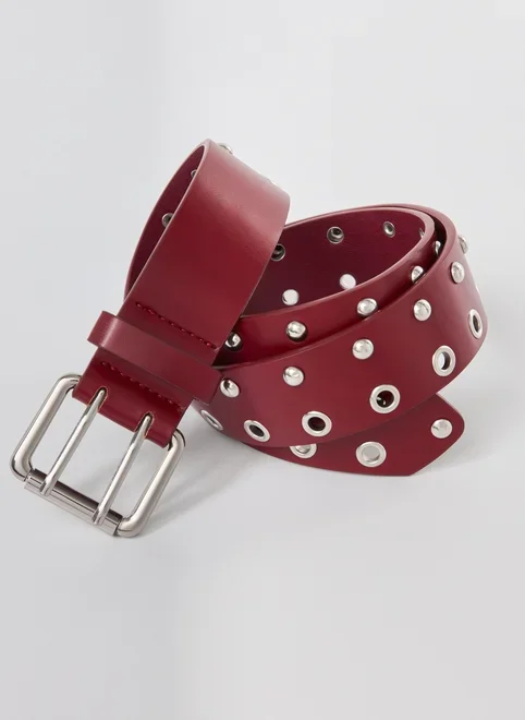 Cinto Poliuretano Bordô Tachinhas