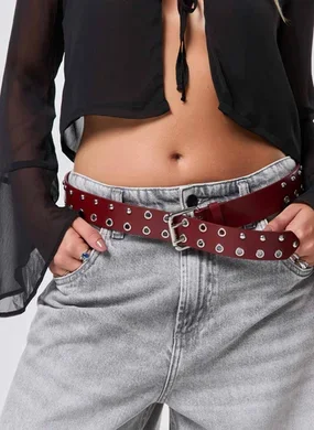 Cinto Poliuretano Bordô Tachinhas