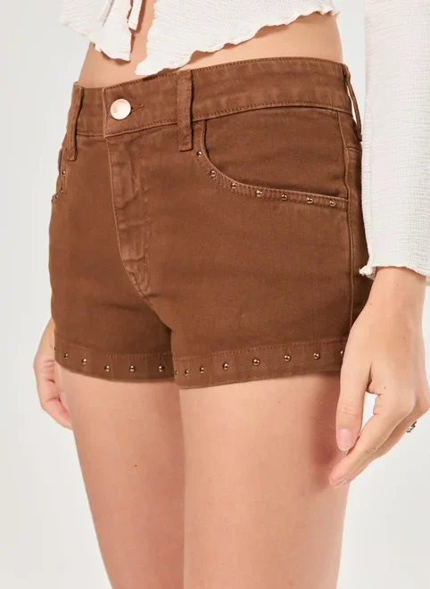 Short Micro Sarja Marrom