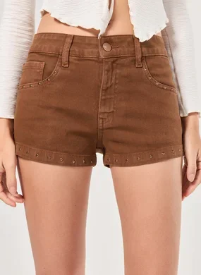 Short Micro Sarja Marrom