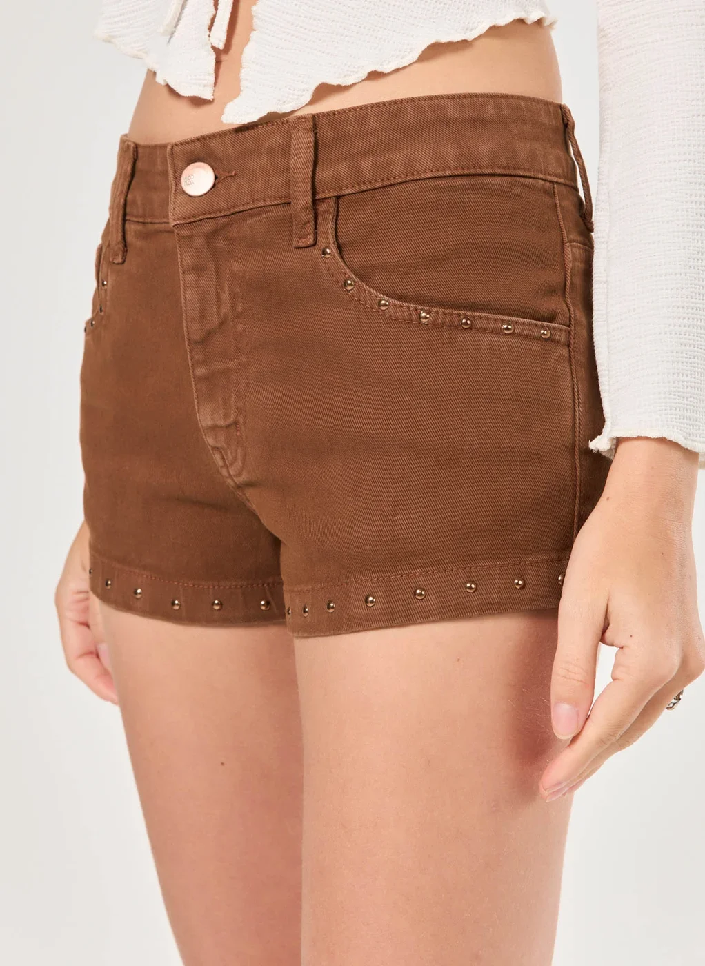 Short Micro Sarja Marrom