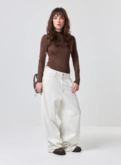 Body Poliamida Manga Longa Decote Costas