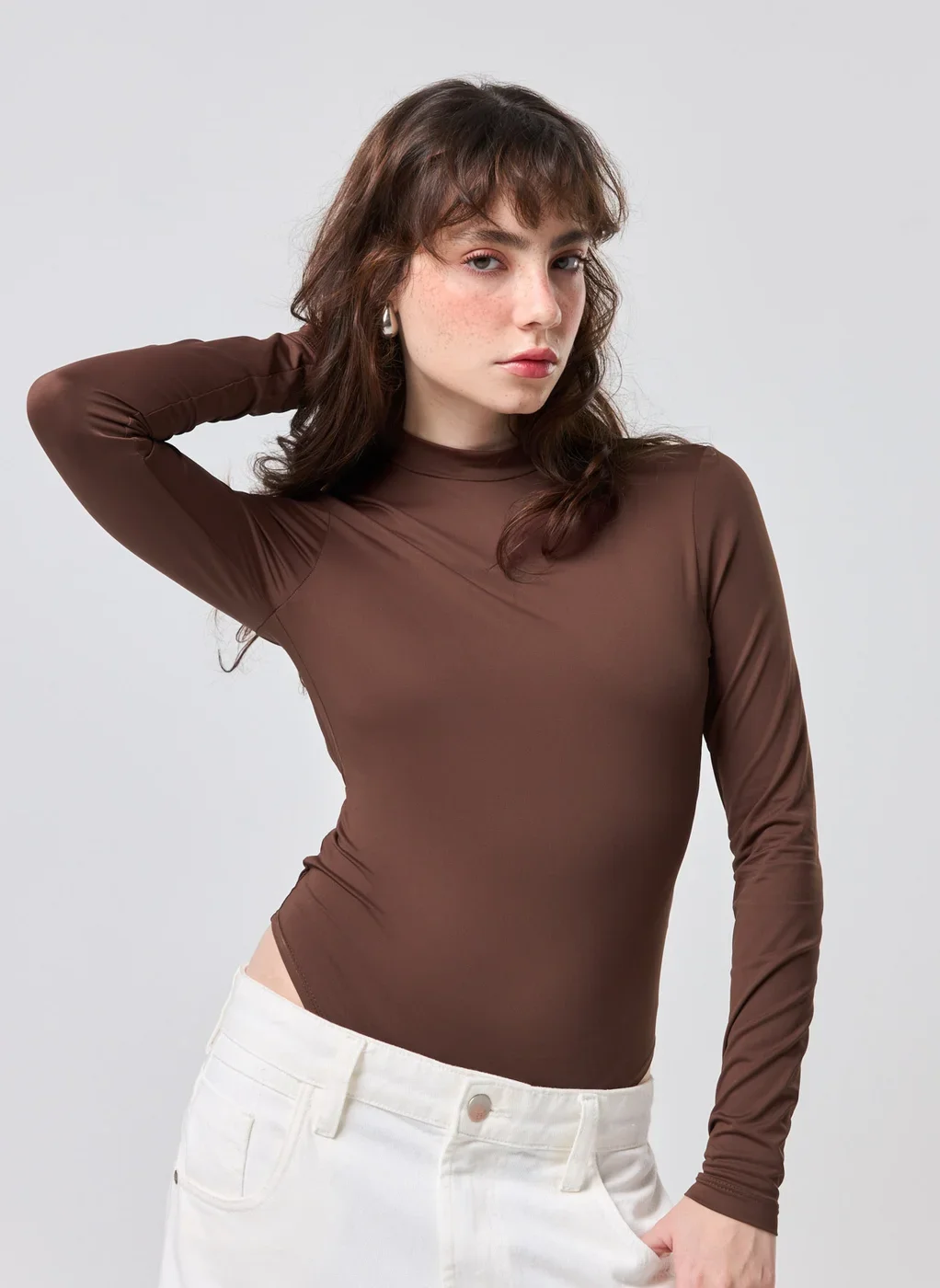 Body Poliamida Manga Longa Decote Costas