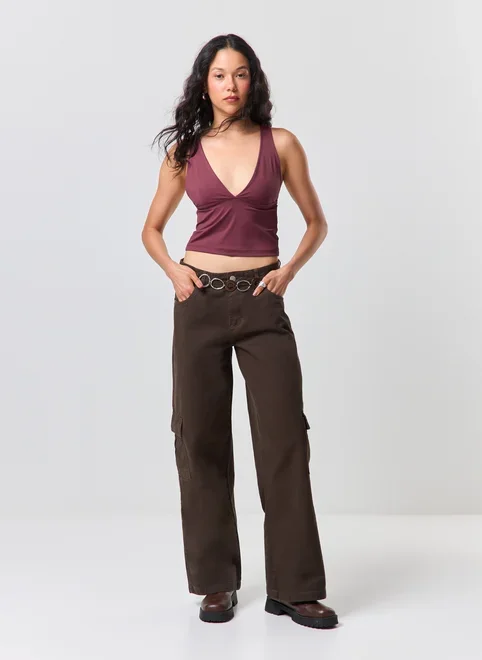 Blusa Frente Única Poliamida Decote V