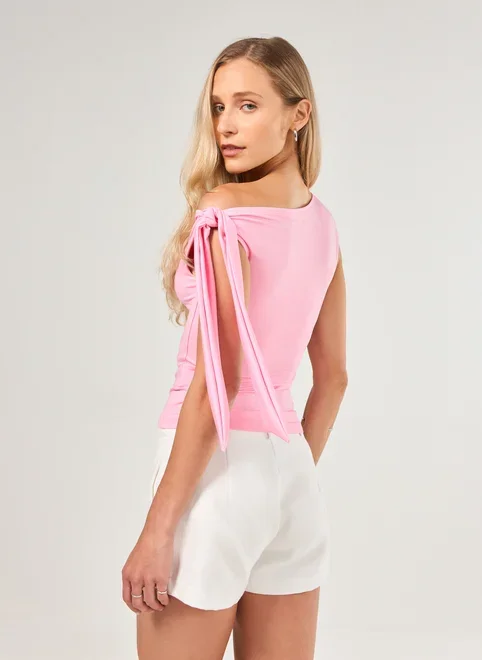 Blusa Assimétrica Amarração Ombro