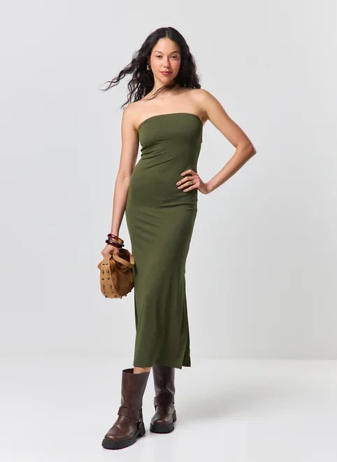 Vestido Midi Poliamida Degagê Costas