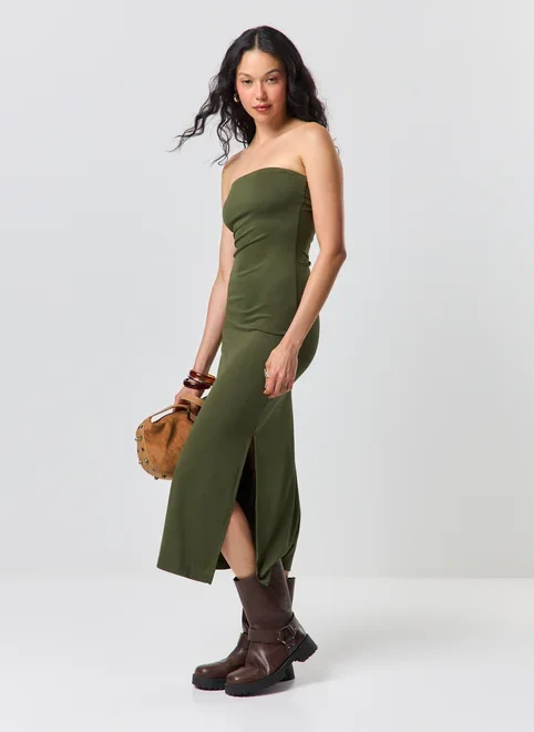 Vestido Midi Poliamida Degagê Costas