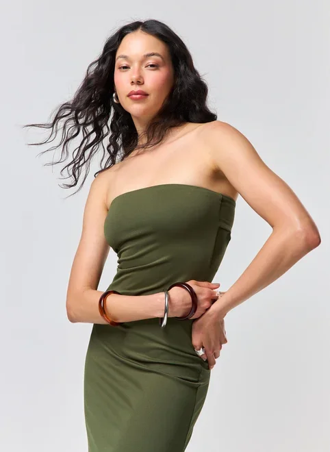 Vestido Midi Poliamida Degagê Costas