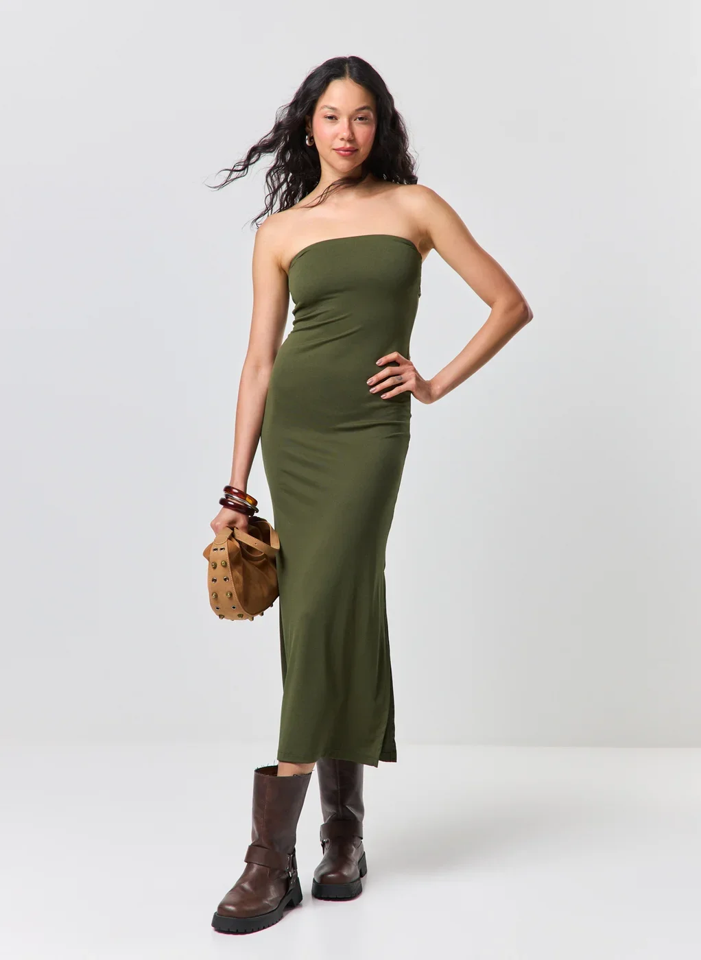 Vestido Midi Poliamida Degagê Costas