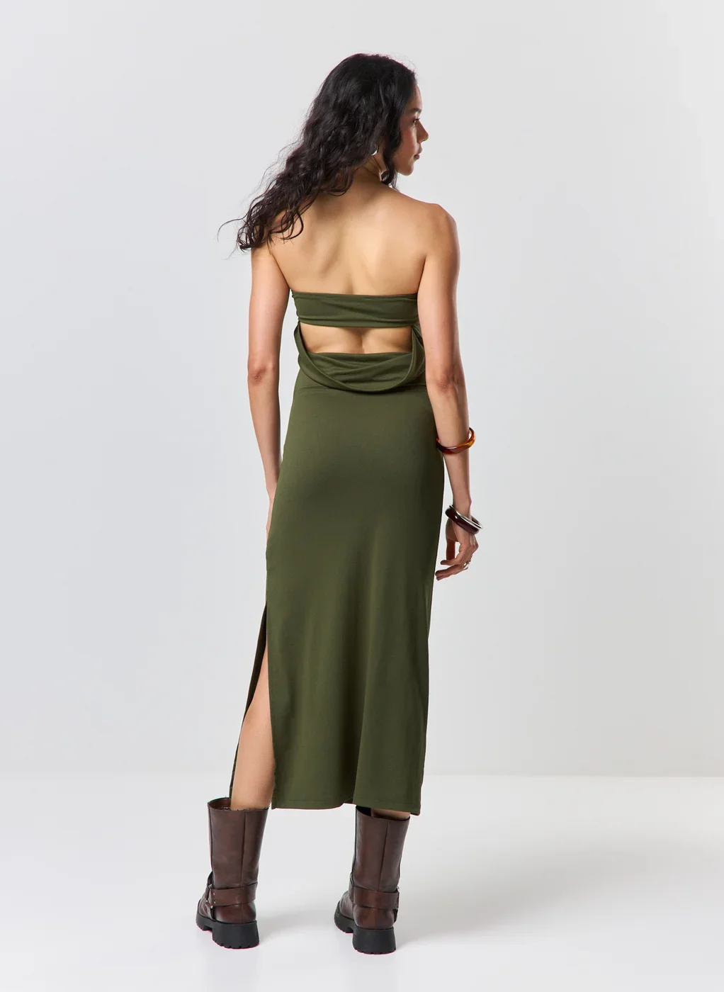 Vestido Midi Poliamida Degagê Costas