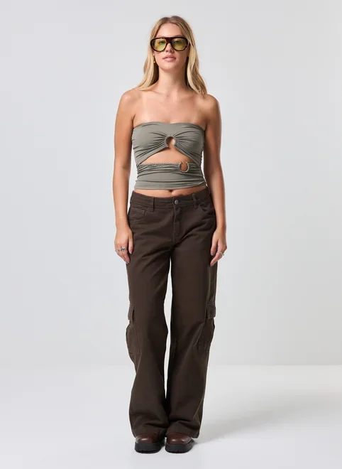 Top Poliamida Recortes Argolas