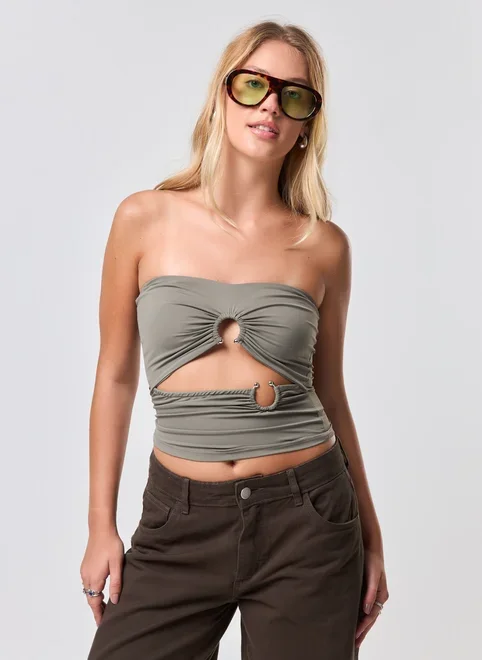 Top Poliamida Recortes Argolas