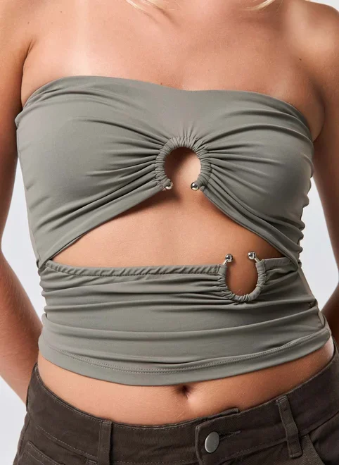 Top Poliamida Recortes Argolas