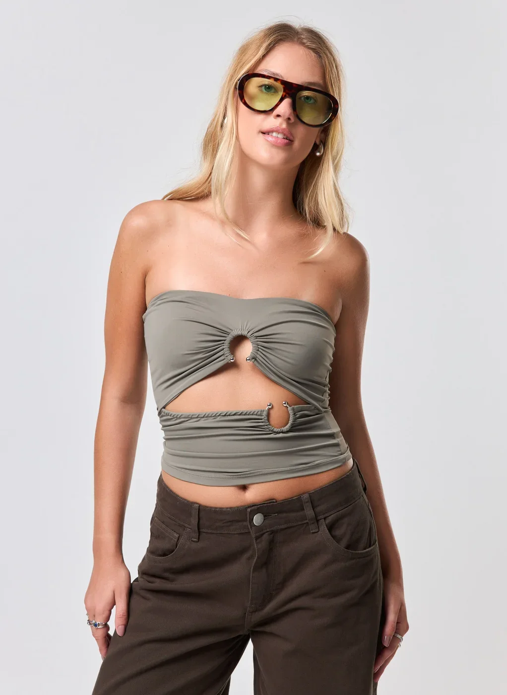 Top Poliamida Recortes Argolas