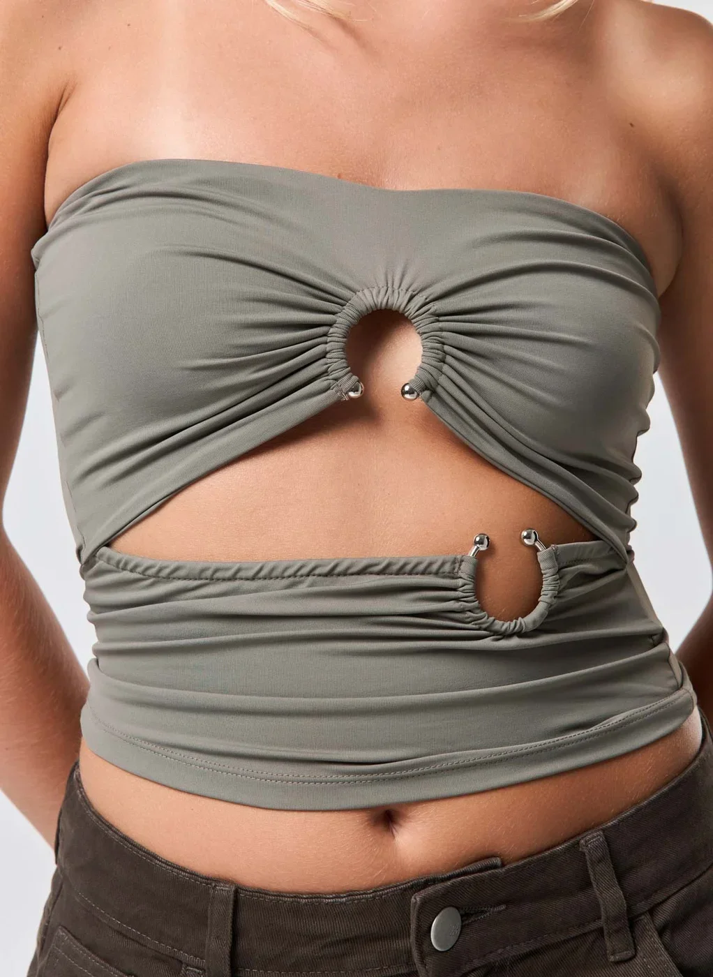 Top Poliamida Recortes Argolas