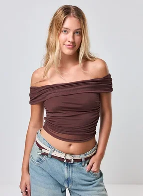 Blusa Ombro A Ombro Em Tule