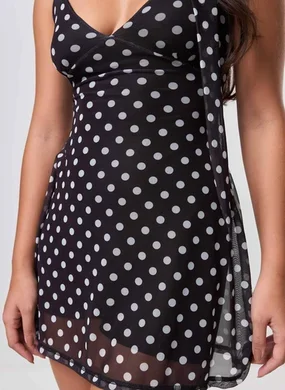 Vestido Curto Tule Poá Gravatinha