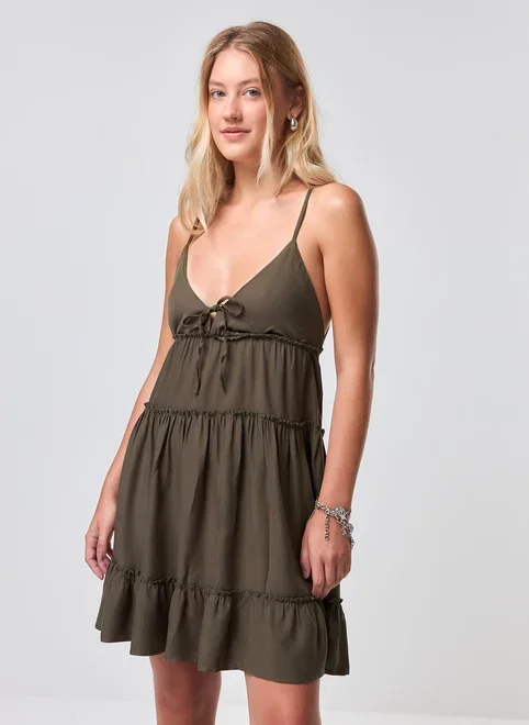 Vestido Curto Marias Verde Militar