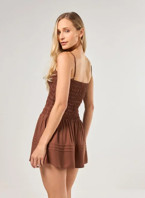 Vestido Curto Marrom Lastex