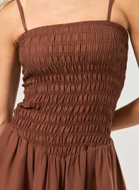 Vestido Curto Marrom Lastex