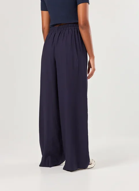 Calça Azul-Marinho Amarração Contrastante