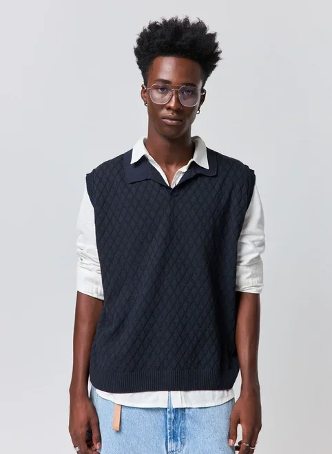 Camiseta Sleeveless Tricô Polo Box