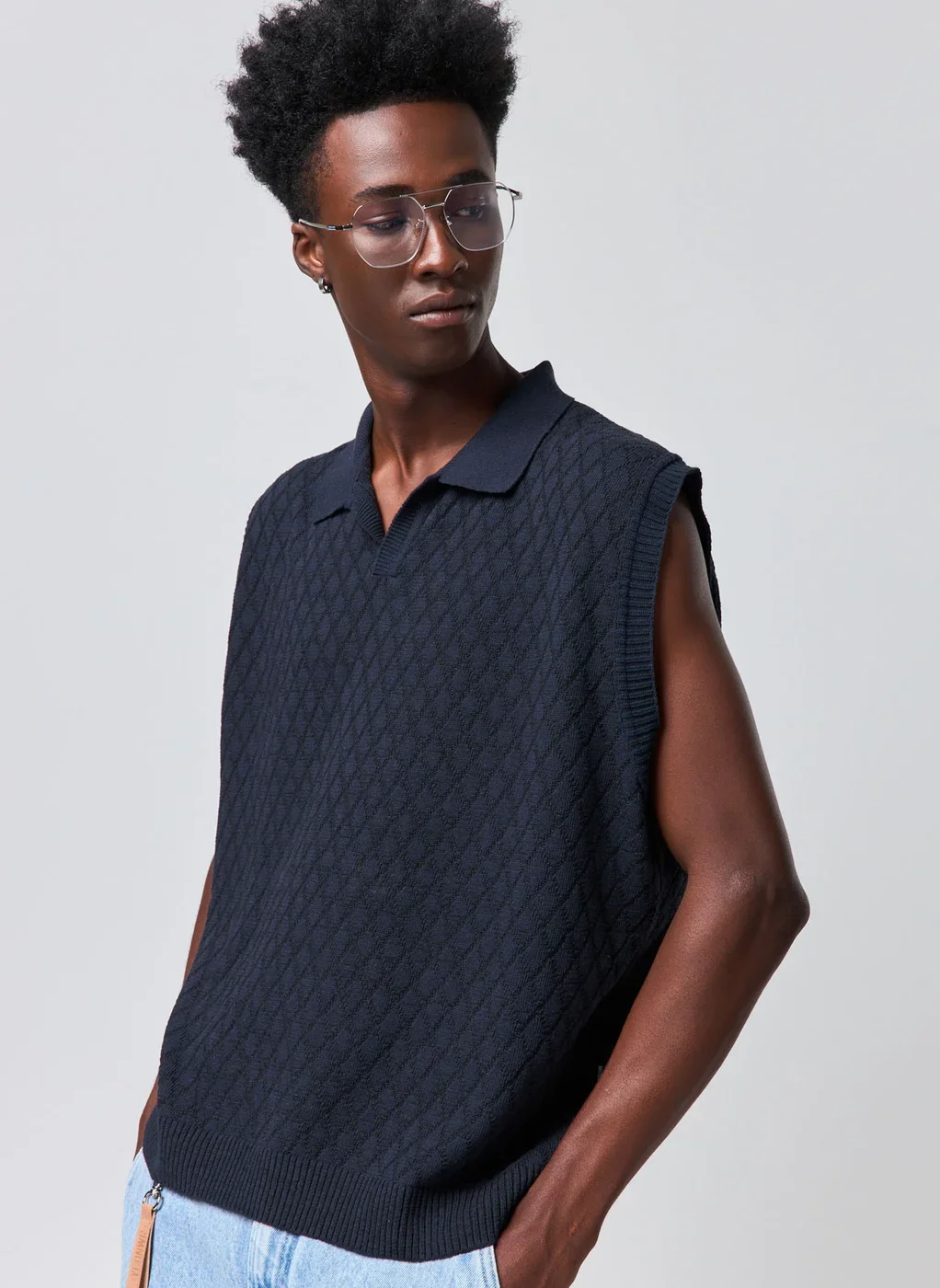 Camiseta Sleeveless Tricô Polo Box