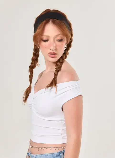 Blusa Poliamida Branca Ombro A Ombro