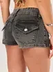Micro Short Jeans Cinza Cintura Baixa