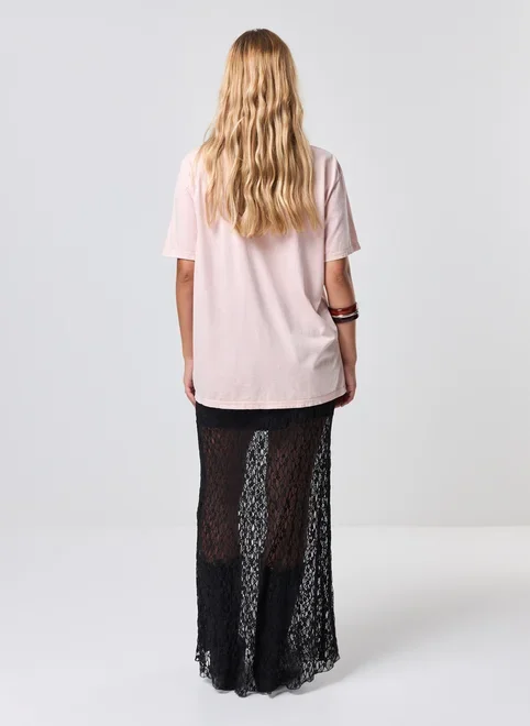 Camiseta Oversized Rosa Gato